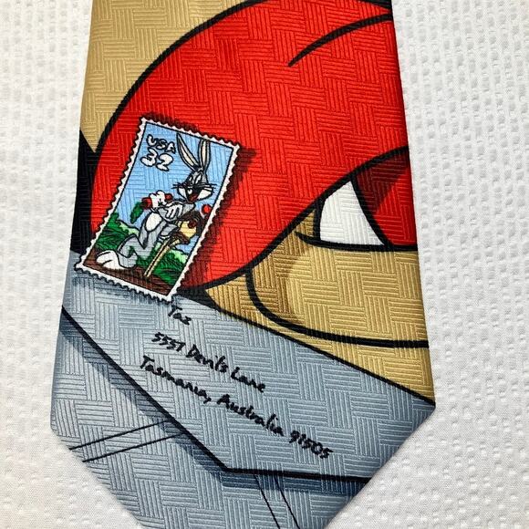 USPS Looney Tunes Stamp Collection 4" Neck Tie 1997 Taz Tasmanian Devil - Picture 4 of 9